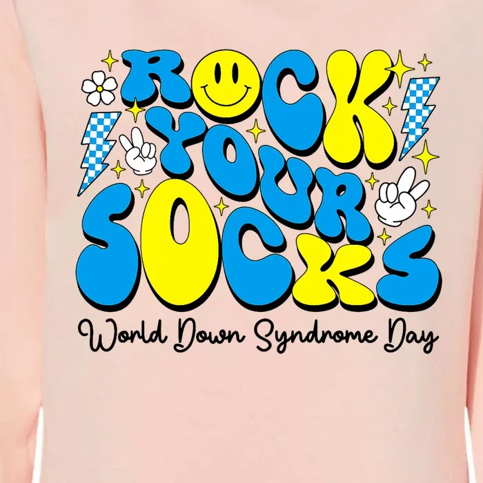 Groovy Rock Your Socks World Down Syndrome Awareness Day Womens California Wash Sweatshirt