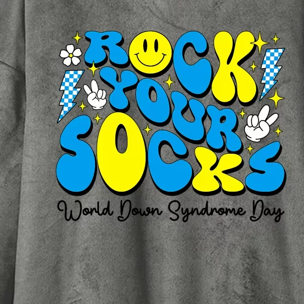 Groovy Rock Your Socks World Down Syndrome Awareness Day Hooded Wearable Blanket