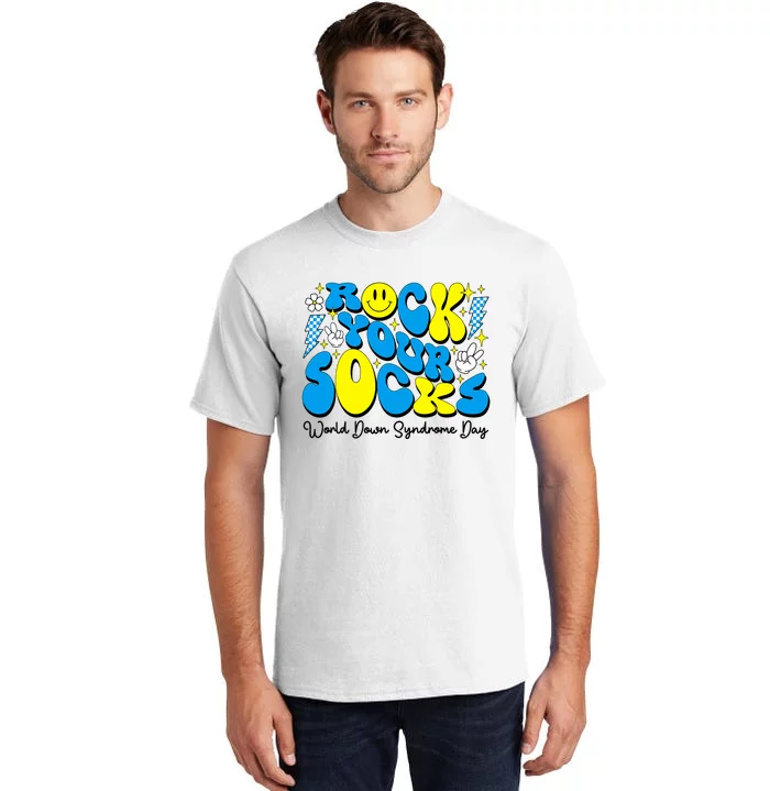 Groovy Rock Your Socks World Down Syndrome Awareness Day Tall T-Shirt