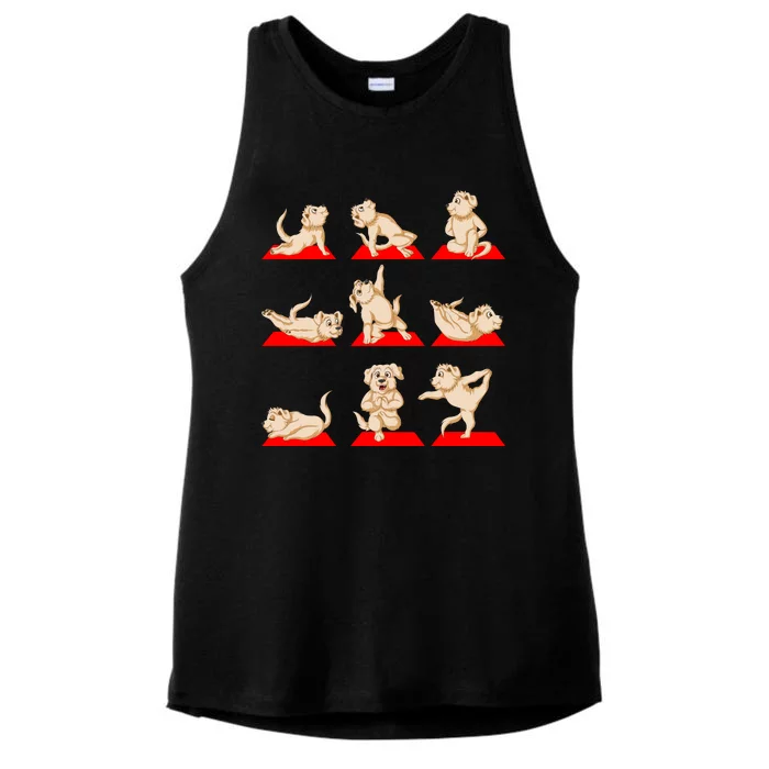 Golden Retriver Yoga Ladies Tri-Blend Wicking Tank