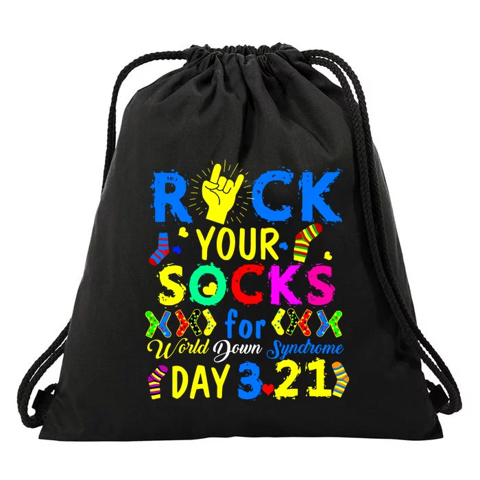 Gifts Rock Your Socks Down Syndrome Day Awareness Drawstring Bag