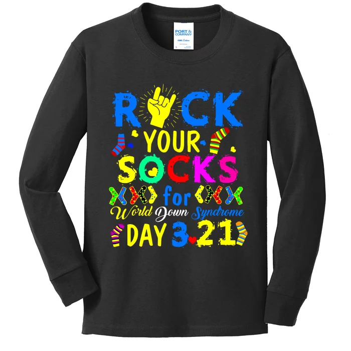 Gifts Rock Your Socks Down Syndrome Day Awareness Kids Long Sleeve Shirt