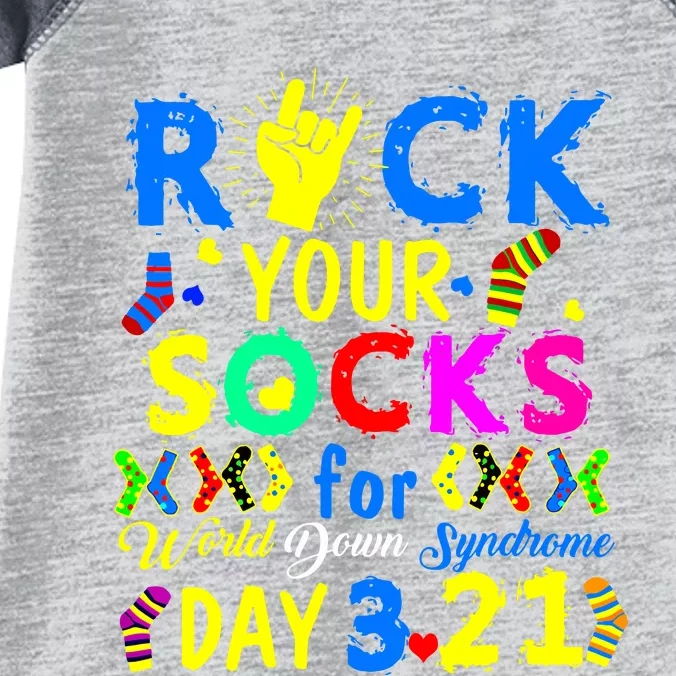 Gifts Rock Your Socks Down Syndrome Day Awareness Infant Baby Jersey Bodysuit