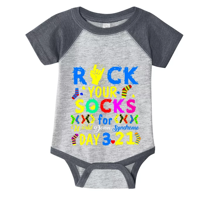 Gifts Rock Your Socks Down Syndrome Day Awareness Infant Baby Jersey Bodysuit