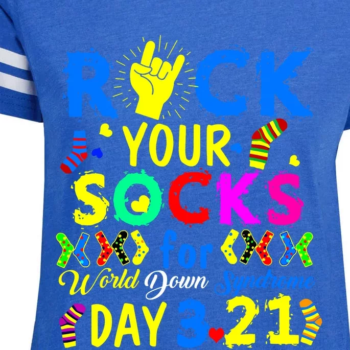 Gifts Rock Your Socks Down Syndrome Day Awareness Enza Ladies Jersey Football T-Shirt