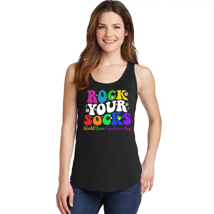 Groovy Rock Your Socks Down Syndrome Awareness Day Wdsd Ladies Essential Tank