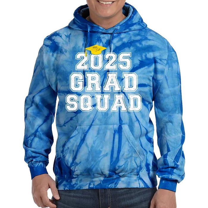 Grad Squad 2025 Vintage Graduation Senior Family Matching Gift Tie Dye Hoodie