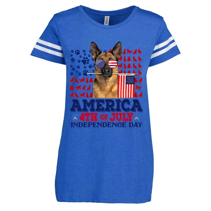 Ger Shepherd 4th Of July Proud Cool Gift Enza Ladies Jersey Football T-Shirt