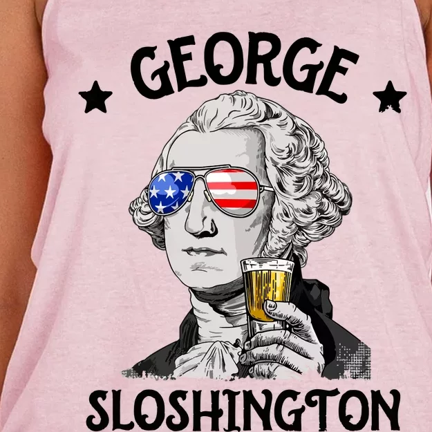 George Sloshington 4th Of July Funny Washington Women's Knotted Racerback Tank