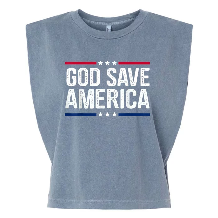 God Save America Retro Vintage Style Tee Garment-Dyed Women's Muscle Tee