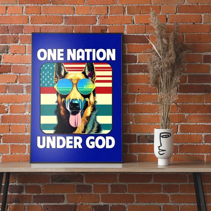 Ger Shepherd American Flag One Nation Under God Patriotic Gift Poster