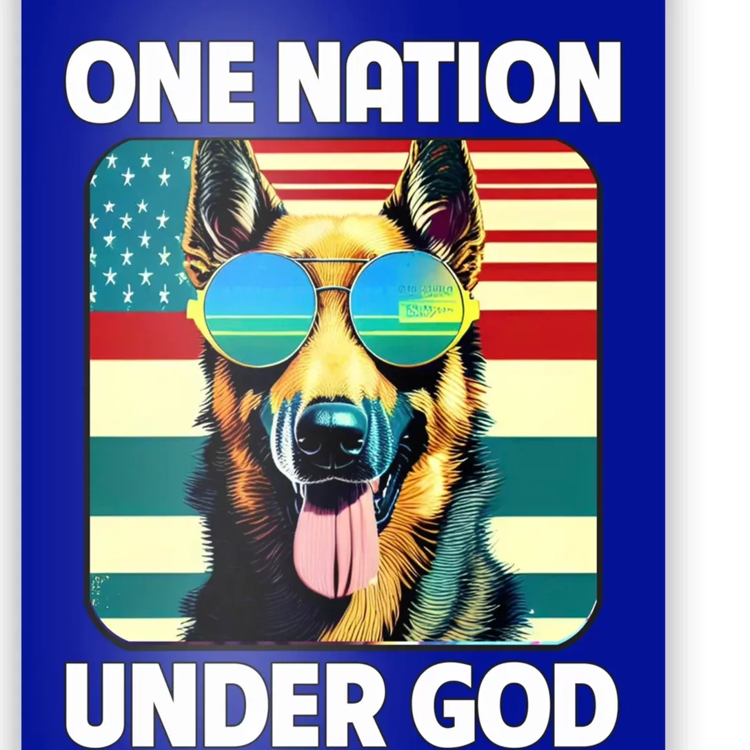 Ger Shepherd American Flag One Nation Under God Patriotic Gift Poster