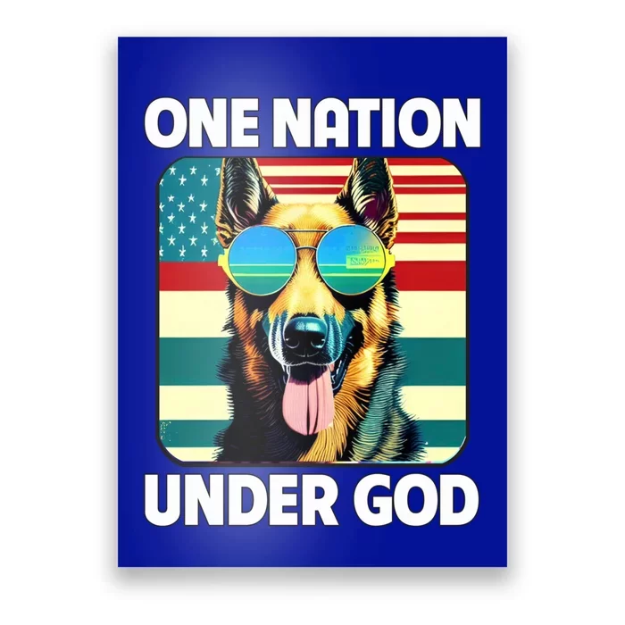 Ger Shepherd American Flag One Nation Under God Patriotic Gift Poster