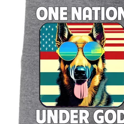 Ger Shepherd American Flag One Nation Under God Patriotic Gift Doggie 3-End Fleece Hoodie