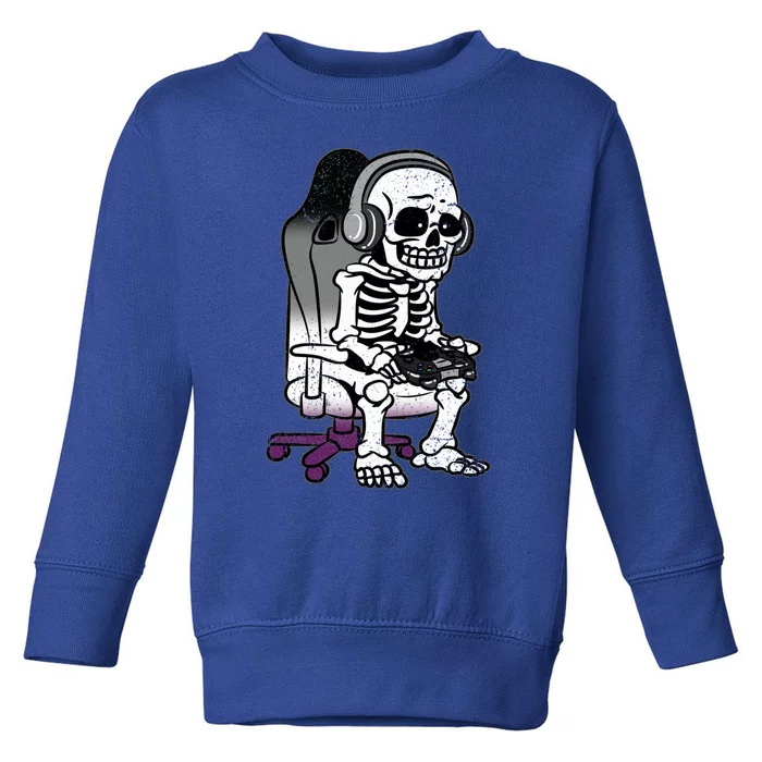 Gaming Skeleton Asexual Pride Lgbtq Gaymer Gamer Gift Toddler Sweatshirt