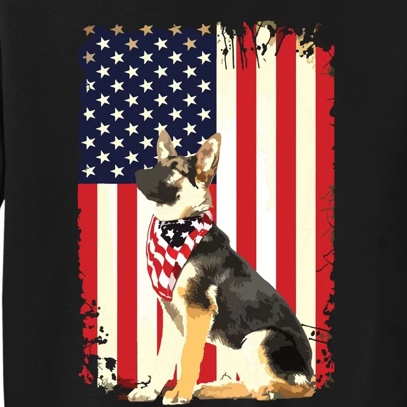 German Shepherd American Flag Shirts Independence 4th Of July Tall Sweatshirt