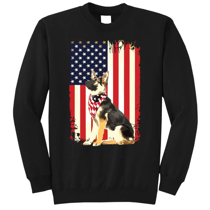 German Shepherd American Flag Shirts Independence 4th Of July Tall Sweatshirt