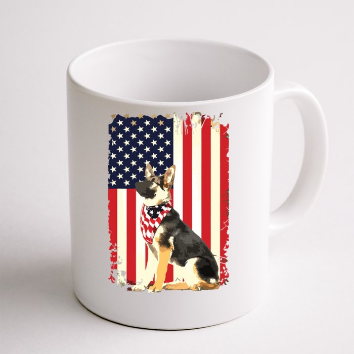 German Shepherd American Flag Shirts Independence 4th Of July Front & Back Coffee Mug