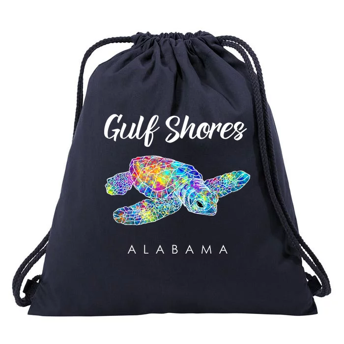 Gulf Shores Alabama Watercolor Sea Turtle Drawstring Bag