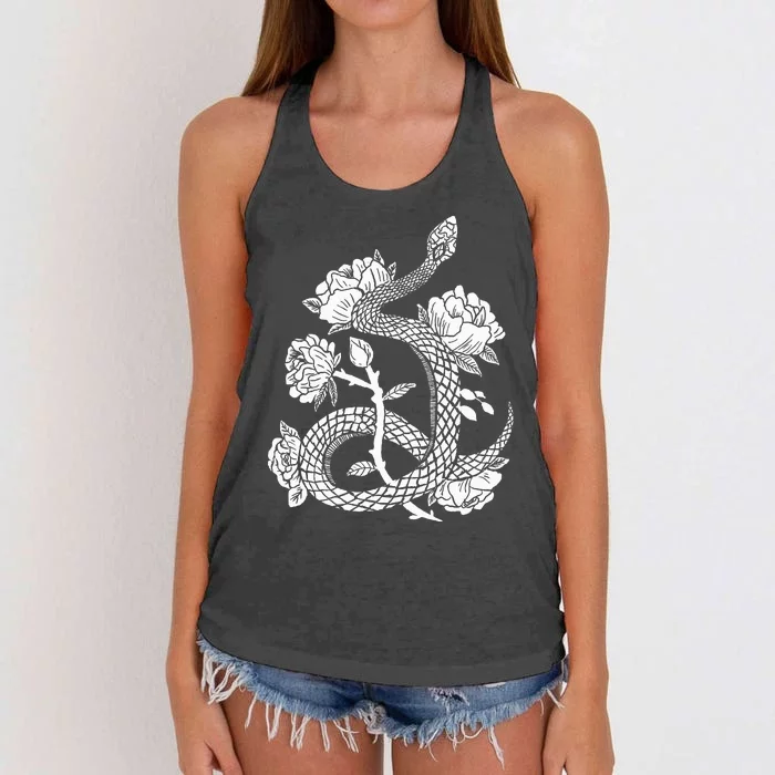 Gothic Snake and Flower Punk Design Women's Knotted Racerback Tank