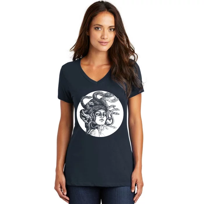 Greek Snakes Ancient Greece Mythology Gothic Goddess Women's V-Neck T-Shirt