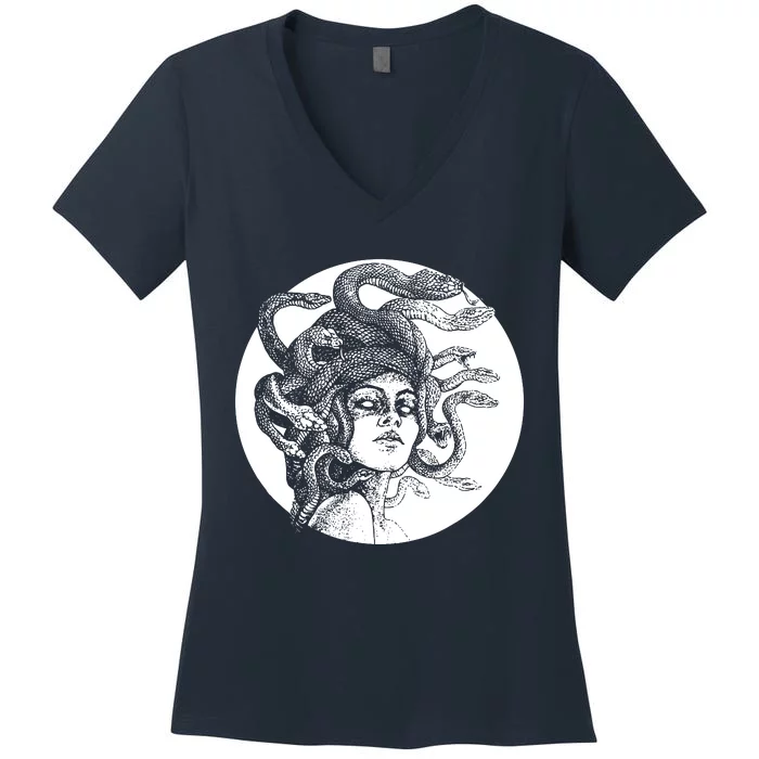 Greek Snakes Ancient Greece Mythology Gothic Goddess Women's V-Neck T-Shirt