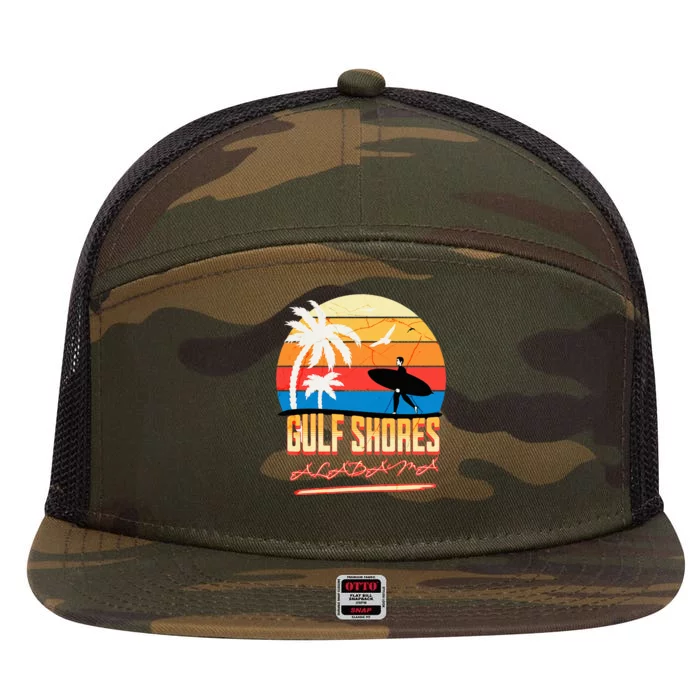 Gulf Shores Alabama 7 Panel Mesh Trucker Snapback Hat