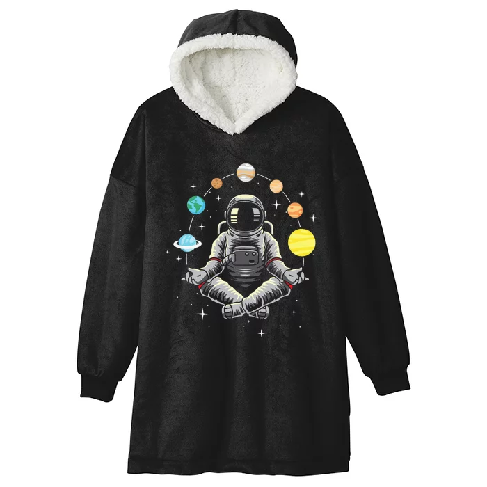 Galaxy Spaceman Astronomer Cosmos Meditating Astronaut Hooded Wearable Blanket