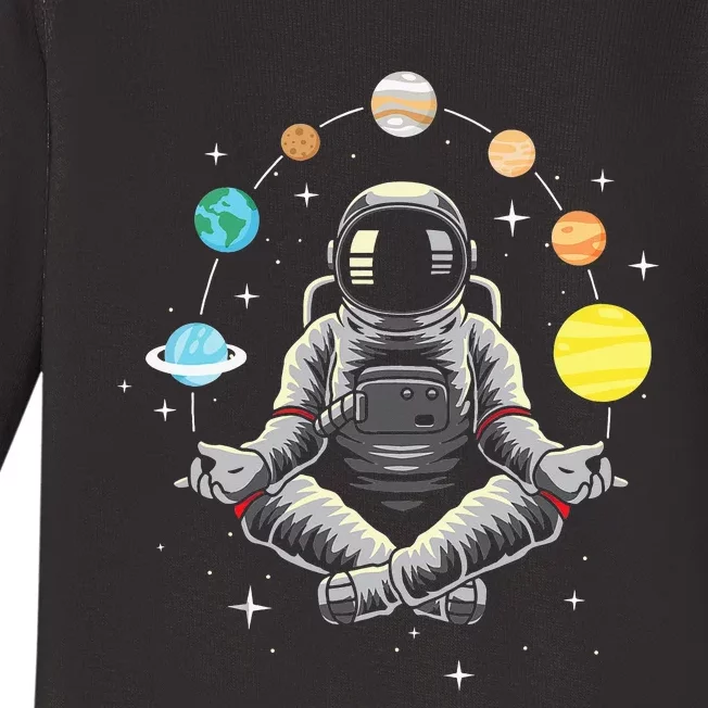 Galaxy Spaceman Astronomer Cosmos Meditating Astronaut Baby Long Sleeve Bodysuit