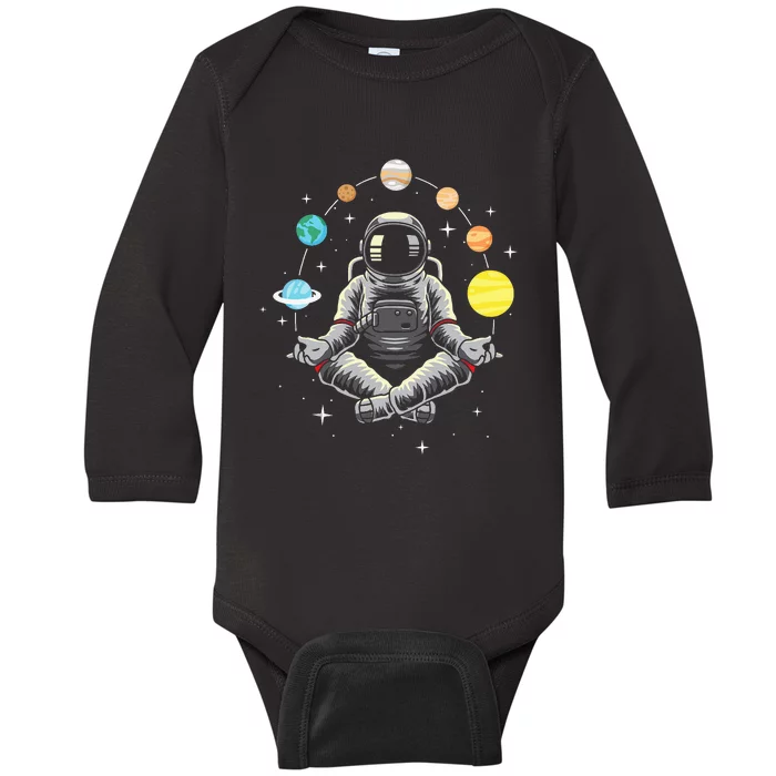 Galaxy Spaceman Astronomer Cosmos Meditating Astronaut Baby Long Sleeve Bodysuit