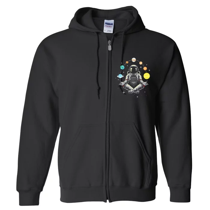 Galaxy Spaceman Astronomer Cosmos Meditating Astronaut Full Zip Hoodie