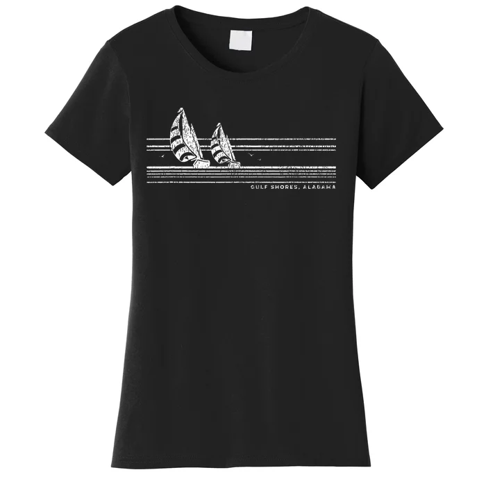 Gulf Shores Al Vintage Sailing 70s Nautical Sailboat Women's T-Shirt