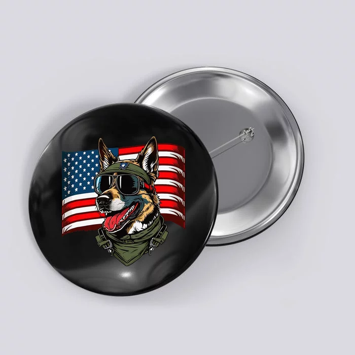 German Shepherd American Dog Soldier 4th Of July Button