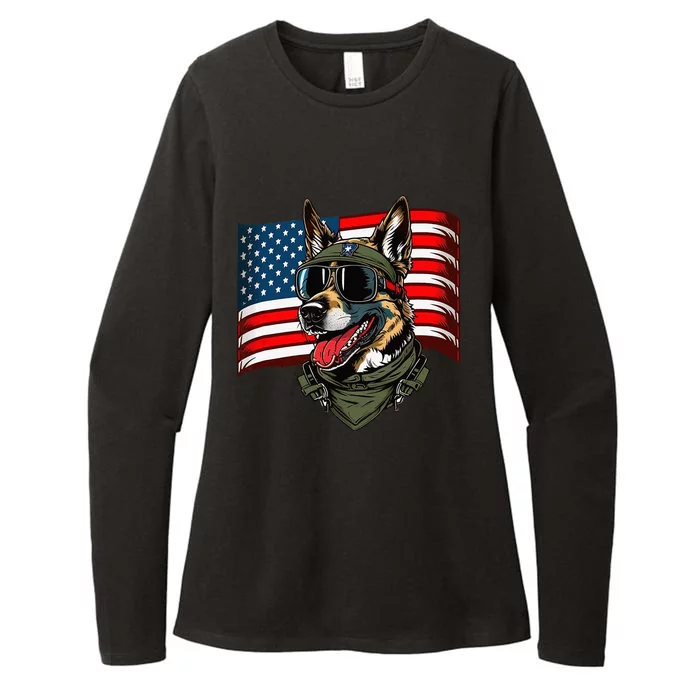 German Shepherd American Dog Soldier 4th Of July Womens CVC Long Sleeve Shirt