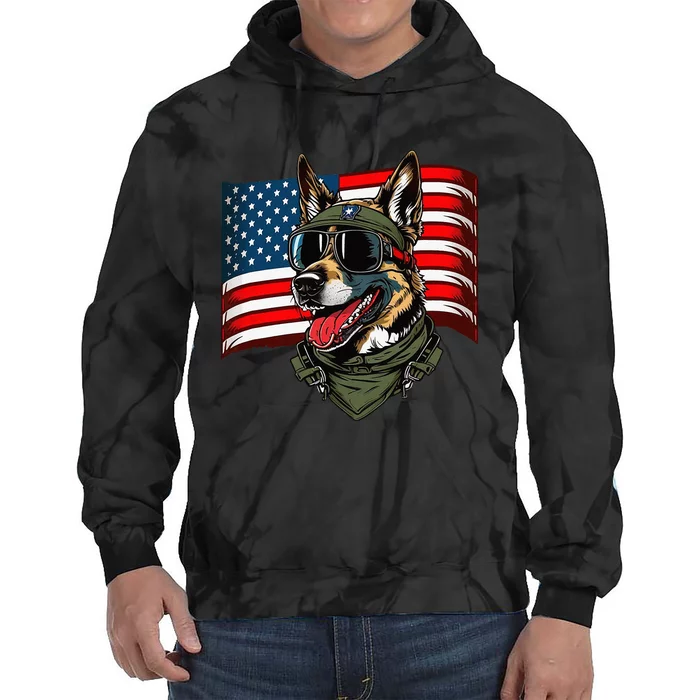 German Shepherd American Dog Soldier 4th Of July Tie Dye Hoodie