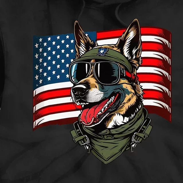 German Shepherd American Dog Soldier 4th Of July Tie Dye Hoodie