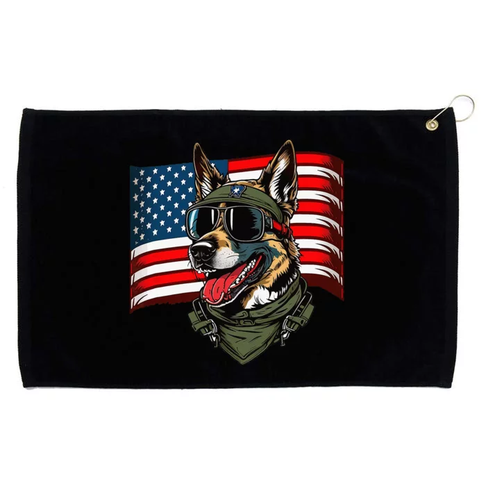 German Shepherd American Dog Soldier 4th Of July Grommeted Golf Towel