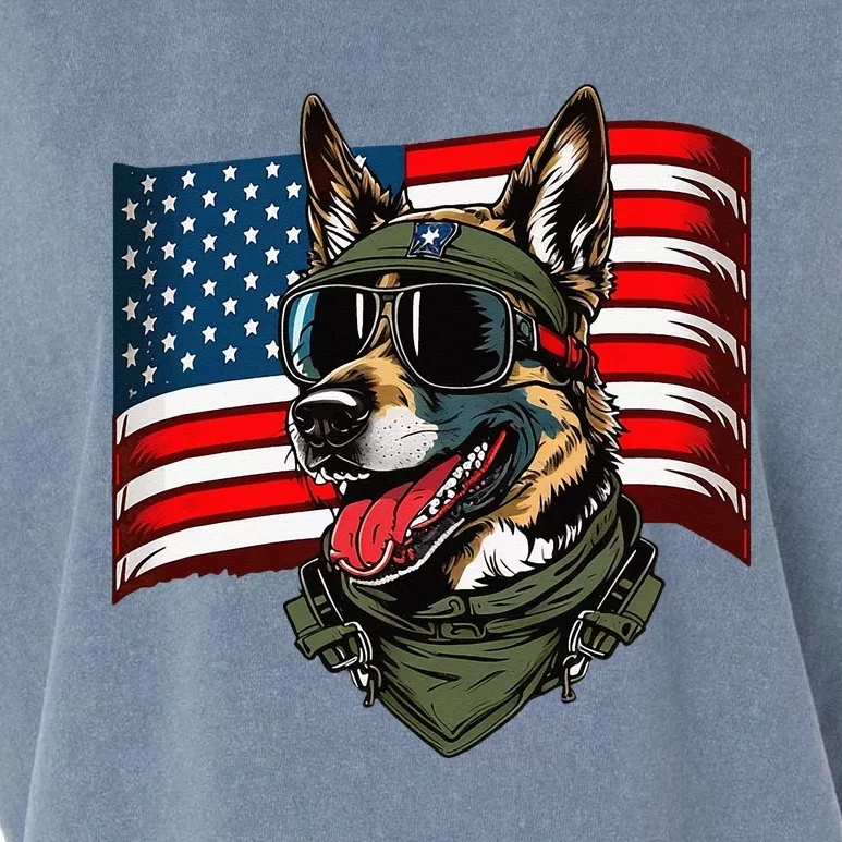 German Shepherd American Dog Soldier 4th Of July Garment-Dyed Women's Muscle Tee