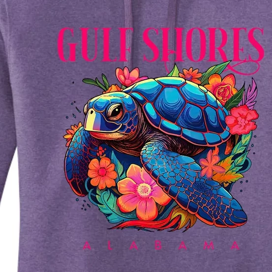 Gulf Shores Alabama Floral Beach Turtle Souvenir Women's Pullover Hoodie