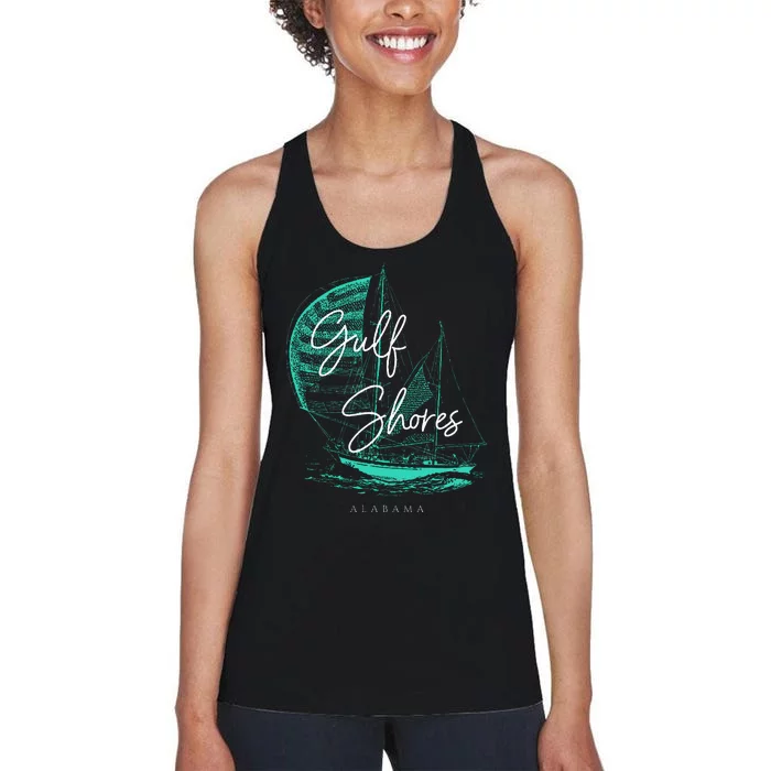 Gulf Shores Alabama Sailboat Women's Racerback Tank