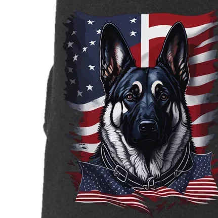 German Shepherd American Flag Usa Patriotic Dog Gift Doggie 3-End Fleece Hoodie