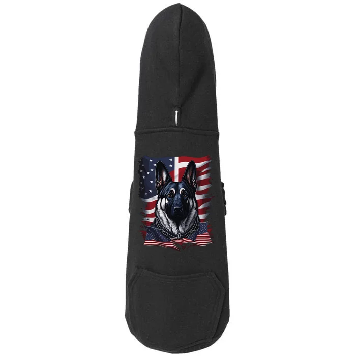 German Shepherd American Flag Usa Patriotic Dog Gift Doggie 3-End Fleece Hoodie