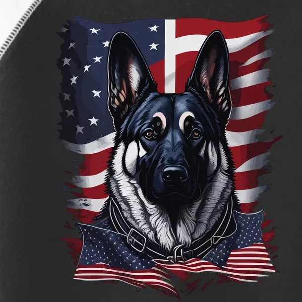 German Shepherd American Flag Usa Patriotic Dog Gift Toddler Fine Jersey T-Shirt