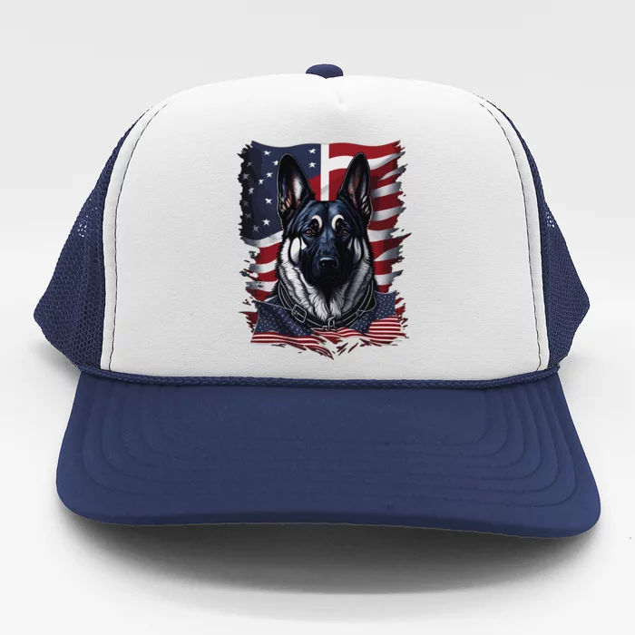 German Shepherd American Flag Usa Patriotic Dog Gift Trucker Hat