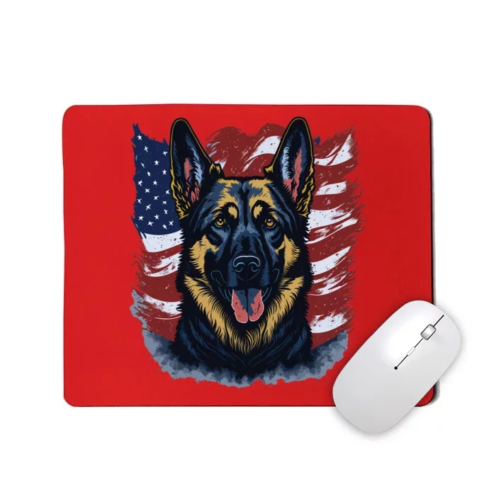 German Shepherd American Flag Usa Patriotic Dog Gift Mousepad