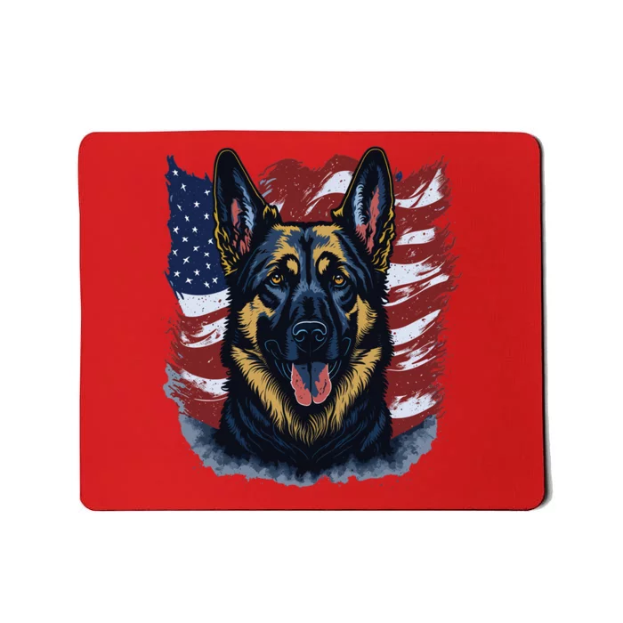 German Shepherd American Flag Usa Patriotic Dog Gift Mousepad