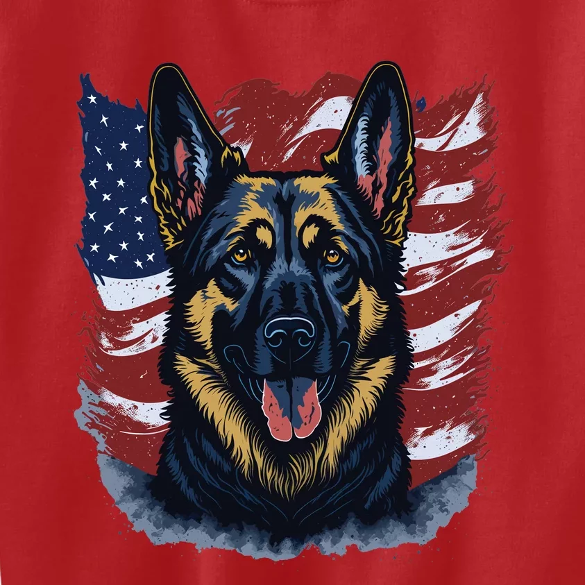 German Shepherd American Flag Usa Patriotic Dog Gift Kids Sweatshirt