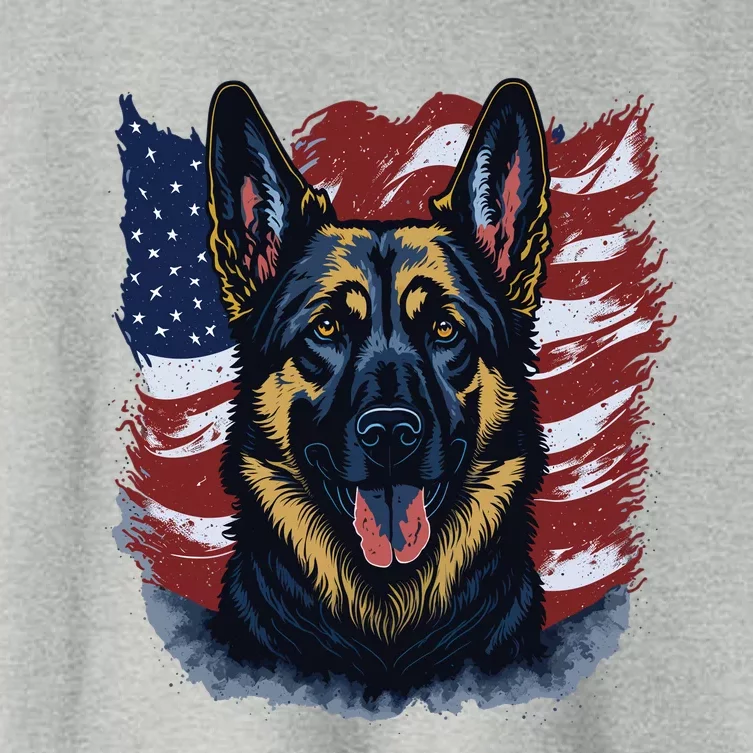 German Shepherd American Flag Usa Patriotic Dog Gift Women's Crop Top Tee