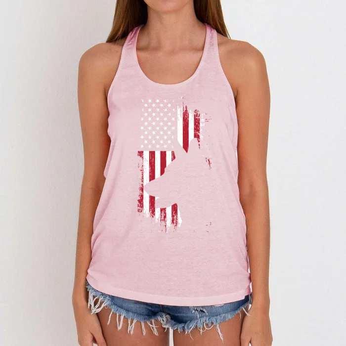 German Shepherd American Flag Gift Usa Patriotic Dog Gift Cute Gift Women's Knotted Racerback Tank