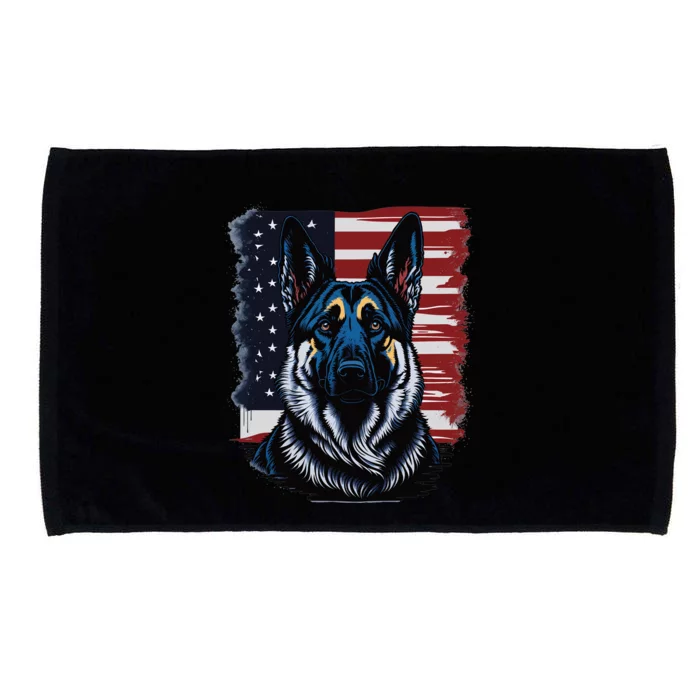 German Shepherd American Flag Usa Patriotic Dog Gift Microfiber Hand Towel